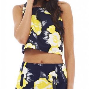 Crop top and mini skirt floral matching set